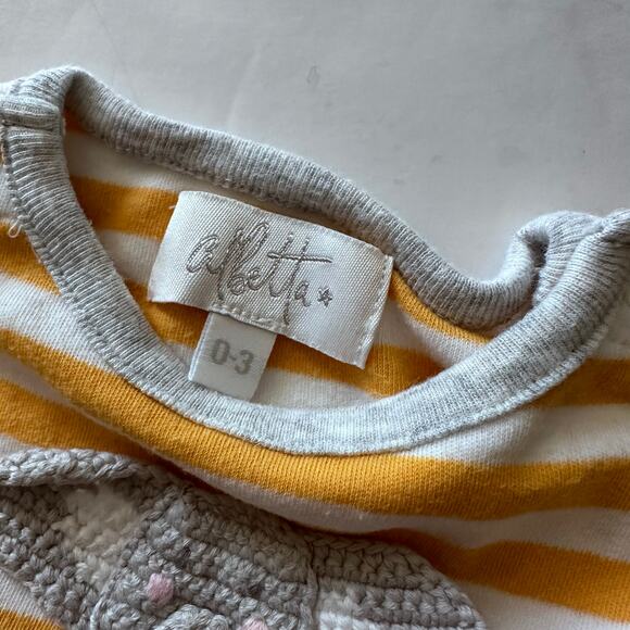 Albetta Kid's Elephant Crochet Striped Cotton Playsuit 0-3M - Picture 2 of 3